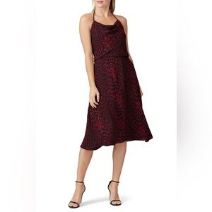 Dress the Population Burgundy Zherra Leopard Dress, size Small